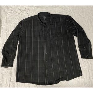 Bruno Mens 3XLT Button Down Shirt Black Striped Tall 3XL Polyester